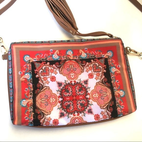 Chico’s Medallion Paisley Retro Print Crossbody Bag One Size - Picture 5 of 11